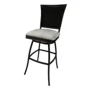 In/Outdoor 30" Bar Stool Erin without Arms - Natural Fun Fabric - Black Frame