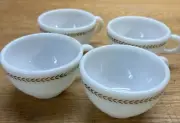 Vintage 4 Corning Glassware Pyrex Tableware Gold Leaf Design Coffee Tea Mug Cup