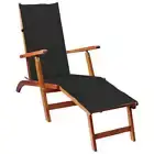 vidaXL Outdoor Deck Chair with Footrest and Cushion Solid Acacia Wood HEE
