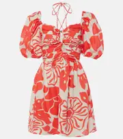 [Faithfull] Faithfull Odelia floral linen minidress AU 12 red