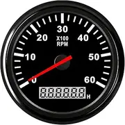 PCECKMZTFZ 85MM Tacho Meter Gauge Universal Marine Car Tachometer 4000 RPM Digital LED Gauge with Red Backlight for Auto Truck Boat 12V/24V Speedometer(BN-6000 RPM)