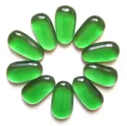 10 x Large Abstract Oval Shaped Emerald Green Mosaic Pebbles Glass Stones