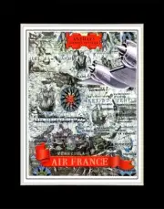 1949 Antilles and Central America French Airline - Matted for 11x14 Frame