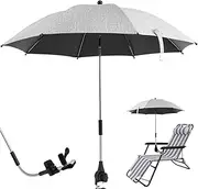 DJAPWPX Beach Chair Umbrella 360° Adjustable Beach Chair Sunshade with Clamp Sun Protection Stroller Parasol Rainproof and Windproof Beach Chair Parasol for Patio Beach Chair Stroller
