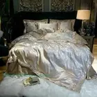 4 Pieces of Luxury Satin Duvet Cover Silk Bedding Set Bed Sheet Duvet Cover