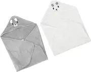 Kisangel 2pcs Hooded Bath Towel Soft Fleece Bath Towels for Newborns and Comfortable and Breathable and Present Giving