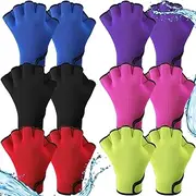 6 Pairs Aquatic Gloves Webbed Swim Gloves for Training Resistance Swimming Gloves Well Stitching Swimming Aquatic Gloves for Men Women Water Aerobics Aquatic Fitness Exercise