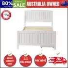 Wooden Bed Frame King Single Size Base with Trundle Storage Drawers White
