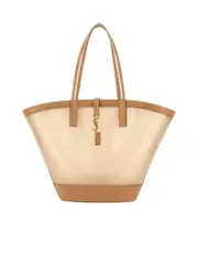Saint Laurent Two-Tone Vinyl And Leather Medium Panier Shopping Bag