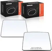 A-Premium 2-PC Driver and Passenger Side Upper Heated Mirror Glass with Backing Plate Compatible with Ford F-150 F150 2007-2014 - Towing Mirror Flat