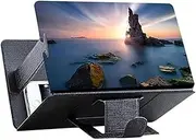 Mobile Phone Screen Magnifier 8" HD Screen Enlarger 3D Movies Amplifier Foldable Holder Stand Smartphones, PU Leather, Black,Grandfather and Grandmother When Reading and Watching Things Online