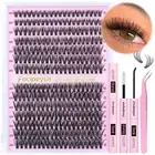 Focipeysa Eyelash Extension Kit D Curl Lash Clusters 280Pcs DIY Lash Extension K