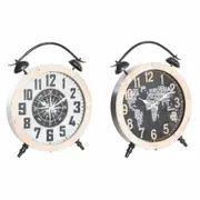 Table Clock Dkd Home Decor 41 x 6.5 x 52.5 Cm Crystal Natural Black White Iron Vintage Mdf Wood 2 Units