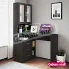 Computer Desk Office Student Study Table Home Workstation Corner Shelf Black