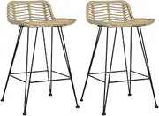 Bar Chairs 2 pcs Natural Rattan Bar Chair