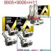 AUXITO 6PCS LED Headlight Bulbs Kit 9006 9005 H8/H9 White High Low Beam 10S J (for: Chrysler)