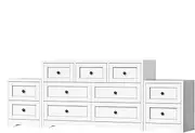 ALFORDSON Hamptons *1x Chest of 7 Drawers＆*2X 2-Drawer Bedside Tables Combo Set, Tallboy Dresser, Modern Storage Cabinet Set for Hallway,Bedroom, Living Room, White
