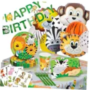 Jungle Party Supplies, Safari Birthday Animal Party Set With Balloons