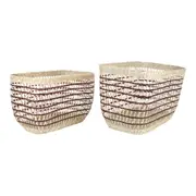 2pc Maine & Crawford Blake Rectangle Storage Basket Organiser Set Black/Natural