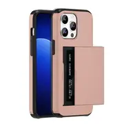 ZUSLAB for Apple iPhone 15 Pro Max Case Slide Armor Card Holder Protective Shockproof Hard Back Cover (2023) - Rose Gold