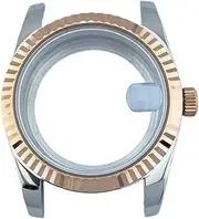 1pc 36mm Case NH35 Watch Case Stainless Steel Case Glass with Calendar Window Magnifier Case Suitable for NH35/36 Movement(Silver and Rose Gold)