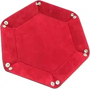 Operitacx Hexagon Dice Tray Pu Leather Collapsible Storage Box Foldable Dice Holder Mobile Phone Watch Key Jewelry Organizer