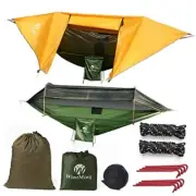 Camping Hammock with Mosquito Net and Rain Fly Cover Portable Orange