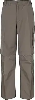 [TRESPASS] Mallik, Bark, L, Water Repellent Trousers with UV Protection & Zip-Off Legs for Men, Large, Brown