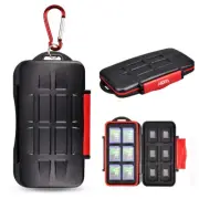 Red Water-Resistant Memory Card Case Holder Storage 12 SD SDHC SDXC+12 Micro SD