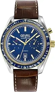 [Gevril] Men's Lenox Swiss Automatic Watch, Genuine Italian Leather Strap, Silver, Automatic Watch