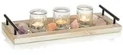 Serving Tray with Handles: Rustic White Wood With Handles-15.7" Whitewash
