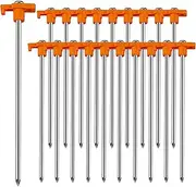 Neehows 20 Pcs 25cm Tent Pegs Heavy Duty Ground Stake for Camping, Galvanized Non-Rust Metal Tent Spikes Yard Stakes for Outdoor Canopy Garden Hiking -Orange