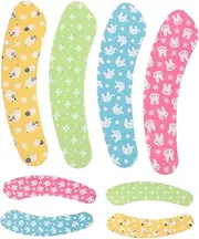 NAMOARLY 4Pairs Washable Toilet Seat Covers Soft Warm Sticky Closestool Mats for Bathroom Cute Floral Design Yellow Blue Pink Green for Home Use