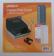 uPunch Digital Time Clock & Date Stamp Bundle W/100 Time Cards -New In Box!