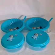 New ZAK Ludo Studio Lot 4 BLUEY Kids Cereal & Storage BOWLS Straws