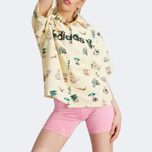 Adidas SS Aop Shirt IC3072 女 襯衫 短袖上衣 亞洲版 運動 休閒 夏日 海灘 黃