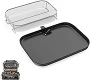 Grill Griddle Plate with Fryer Basket for Ninja Woodfire Grill Outdoor OG850 OG951 Accessories Non-Stick Flat Top Griddle Pan with Stainless Steel 304 Mesh Basket for Ninja OG800 OG900 Series