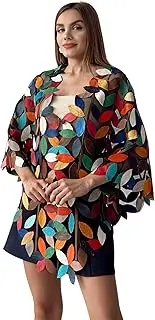[e-tali] Vela Women's Genuine Lambskin Handmade Leather Poncho