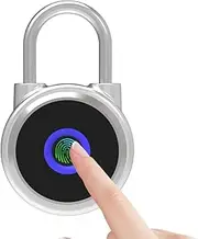 [Generic] Fingerprint Padlock IP65 20 Groups Fingerprints Rechargeable for Lockers Bags ycle Silver One Size