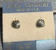 Vintage Sarah Coventry Gold Shell Earrings On Card