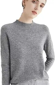[Zadaos] Women's 100% Wool Sweater Half Turtleneck Cashmere Sweater Knit Fashion Pullover Jumper Gray XL