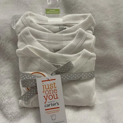 Just One You - Carter's - 3 Pack Short Sleeve Bodysuits - White - Preemie