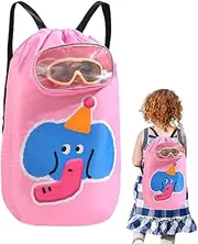 Kids Swim Bag - Summer Swim Drawstring Bag for Kids | Waterproof Travel Accessories, Sandproof Large Capacity Daypack for Toy Equipment Storage