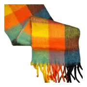 Hat Attack Bright Multicolor Plaid Studio Lofty Blanket Scarf New
