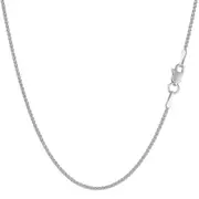 14k White Gold Round Wheat Chain Necklace, 1.2mm