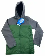 Columbia Softshell Coat Jacket Green Zip Hooded Boys M Wind Water Resistant