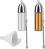 Spoon Bottles with Spoon Small Funnel, Bottle Cap and Spoon Integrated Portable Storage Bottle Kit,Spice Powder Tool with Spoon Glass Storage Bottle