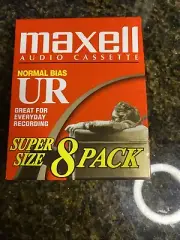 Maxell UR 60 Minute 8 pack Blank Audio Cassette Tapes Normal Bias Type 1 NEW