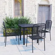 5 Piece Garden Dining Set Black Glass and Steel vidaXL