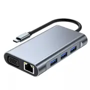 8 in 1 Type-C Dual HDMI Adapter USB-C Triple Display Laptop Docking Station